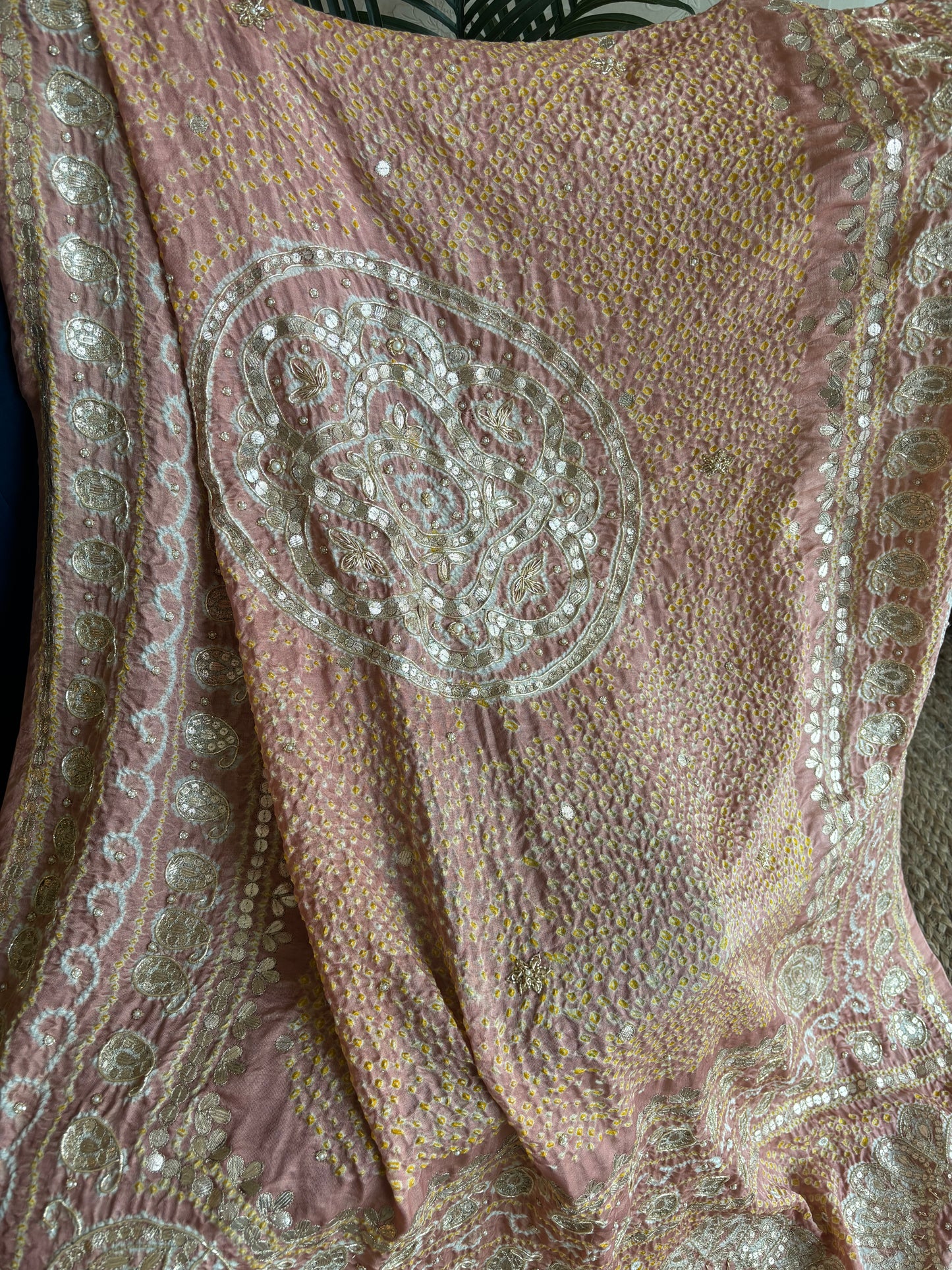 Rose Gold Gajji Silk Bandhej Dupatta