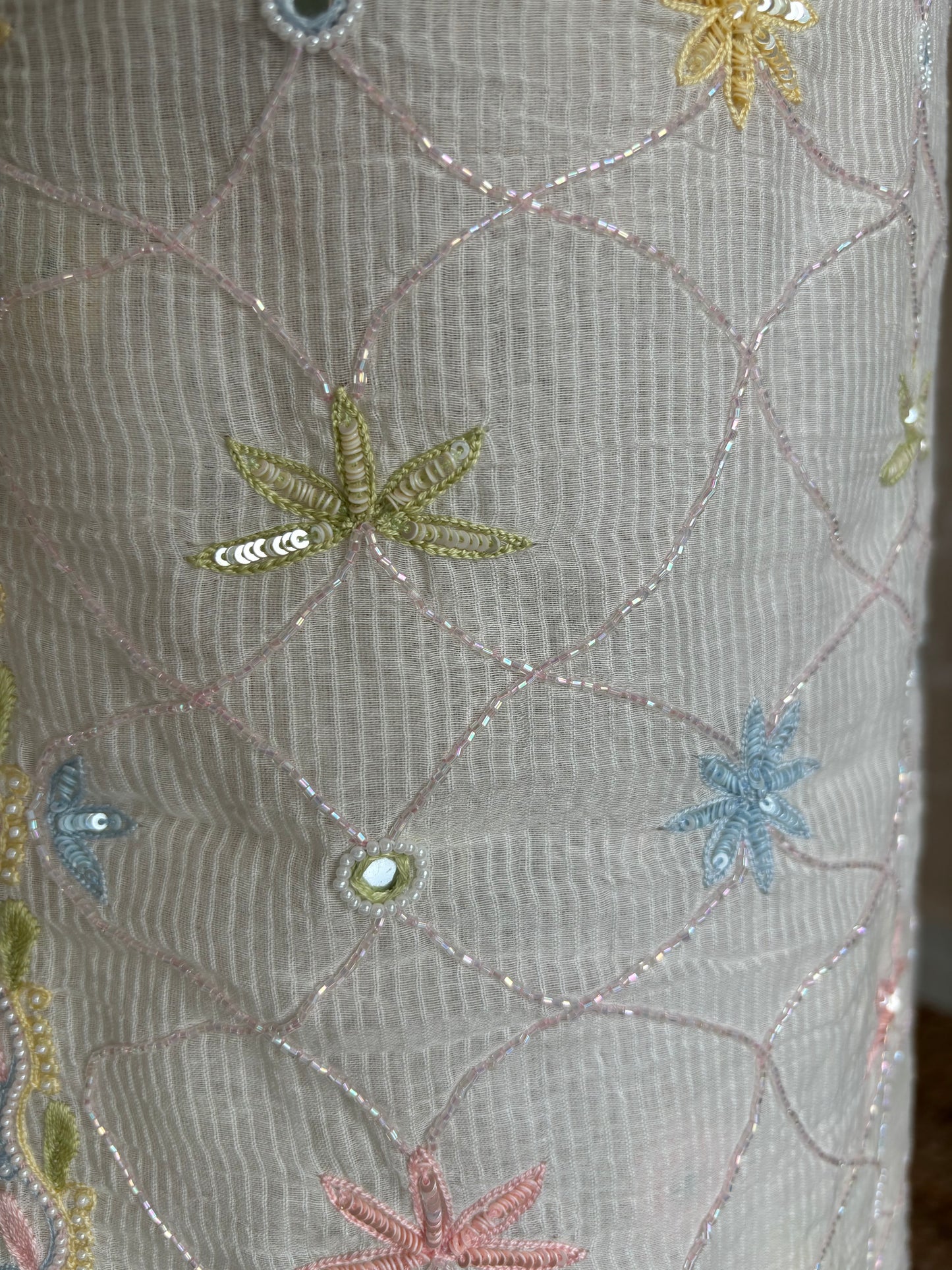 Dyeable Chanderi Mul Chikankari Kurta and Dupatta Fabric