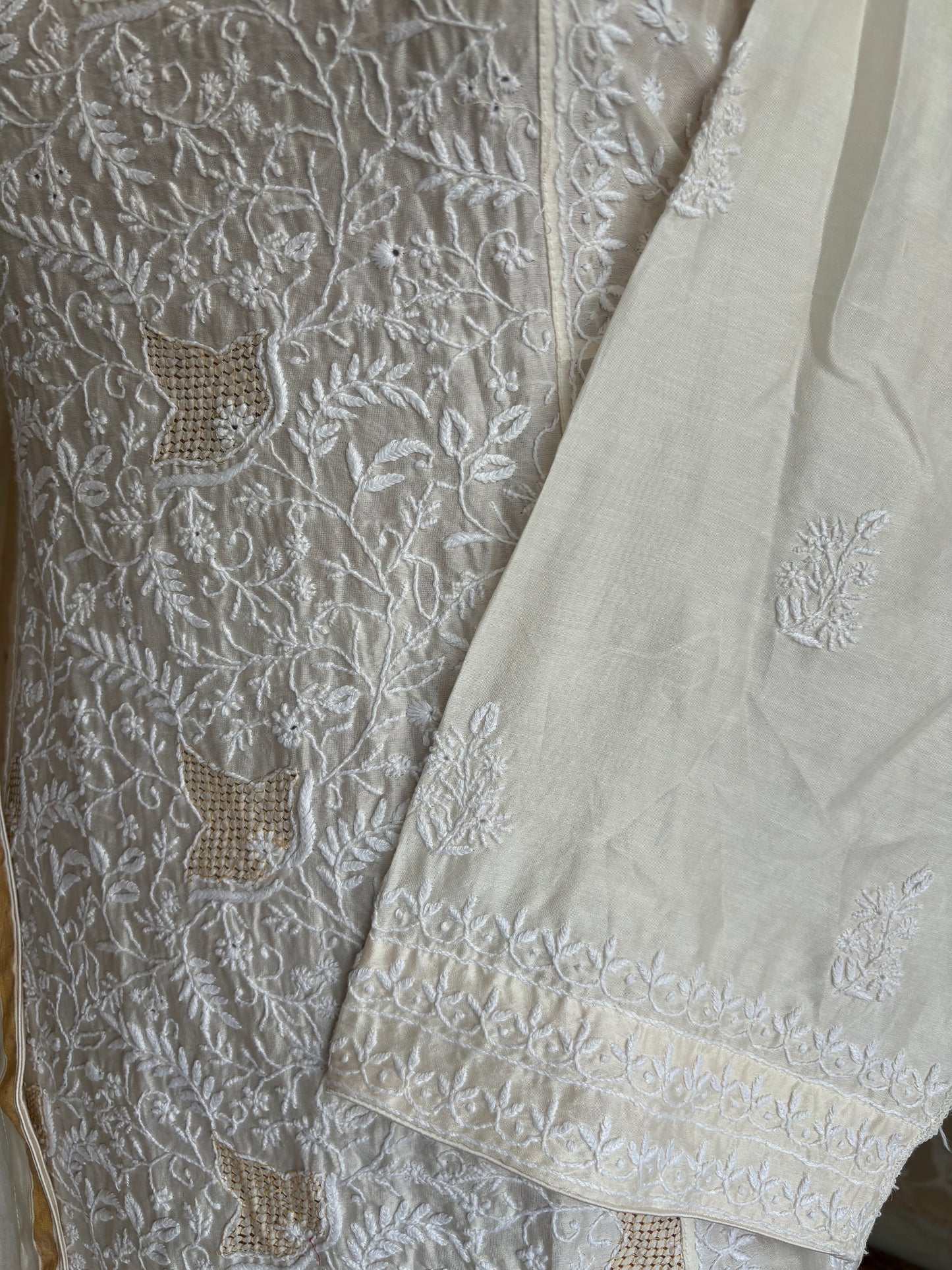 Dyeable Chanderi Chikankari Anarkali and Dupatta