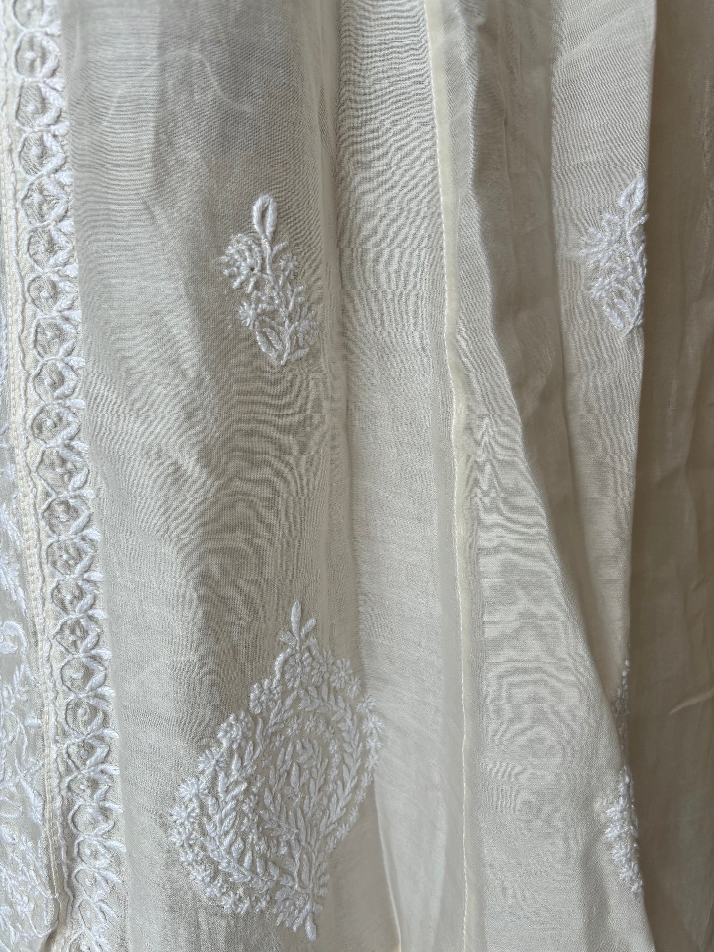 Dyeable Chanderi Chikankari Anarkali and Dupatta