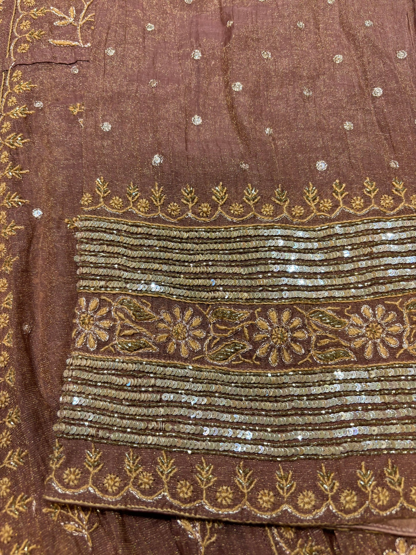 Garnet Pure Tissue Chikankari Anarkali and Dupatta