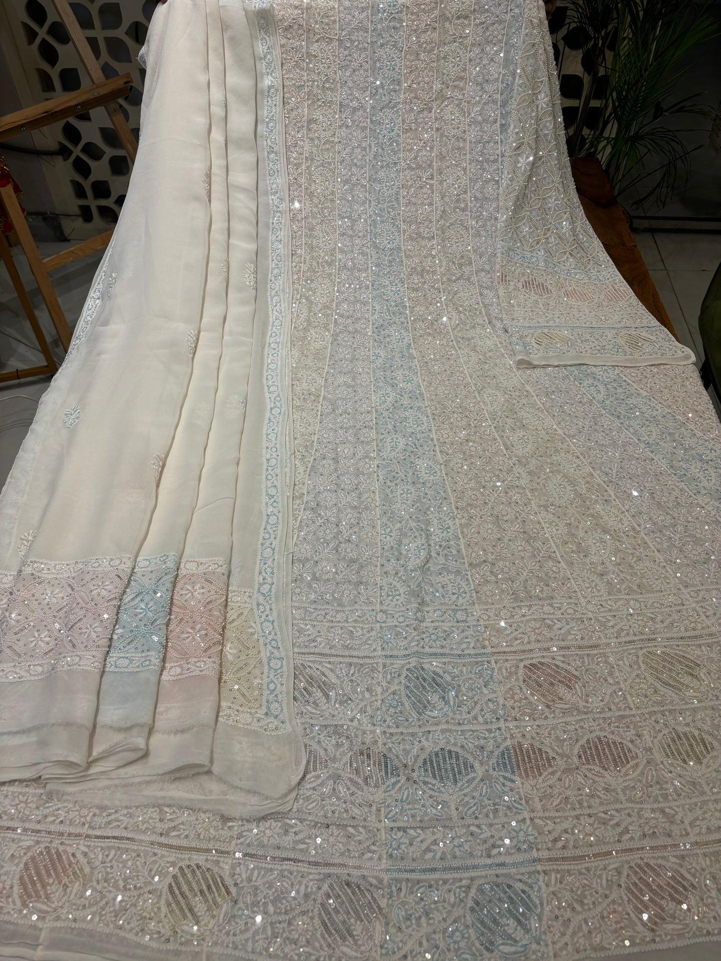 Dyeable Chikankari Pure Georgette Anarkali Set