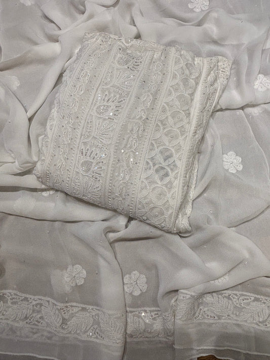 Dyeable Georgette Chikankari Anarkali and Dupatta