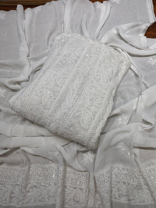 Dyeable Georgette Chikankari Anarkali & Dupatta