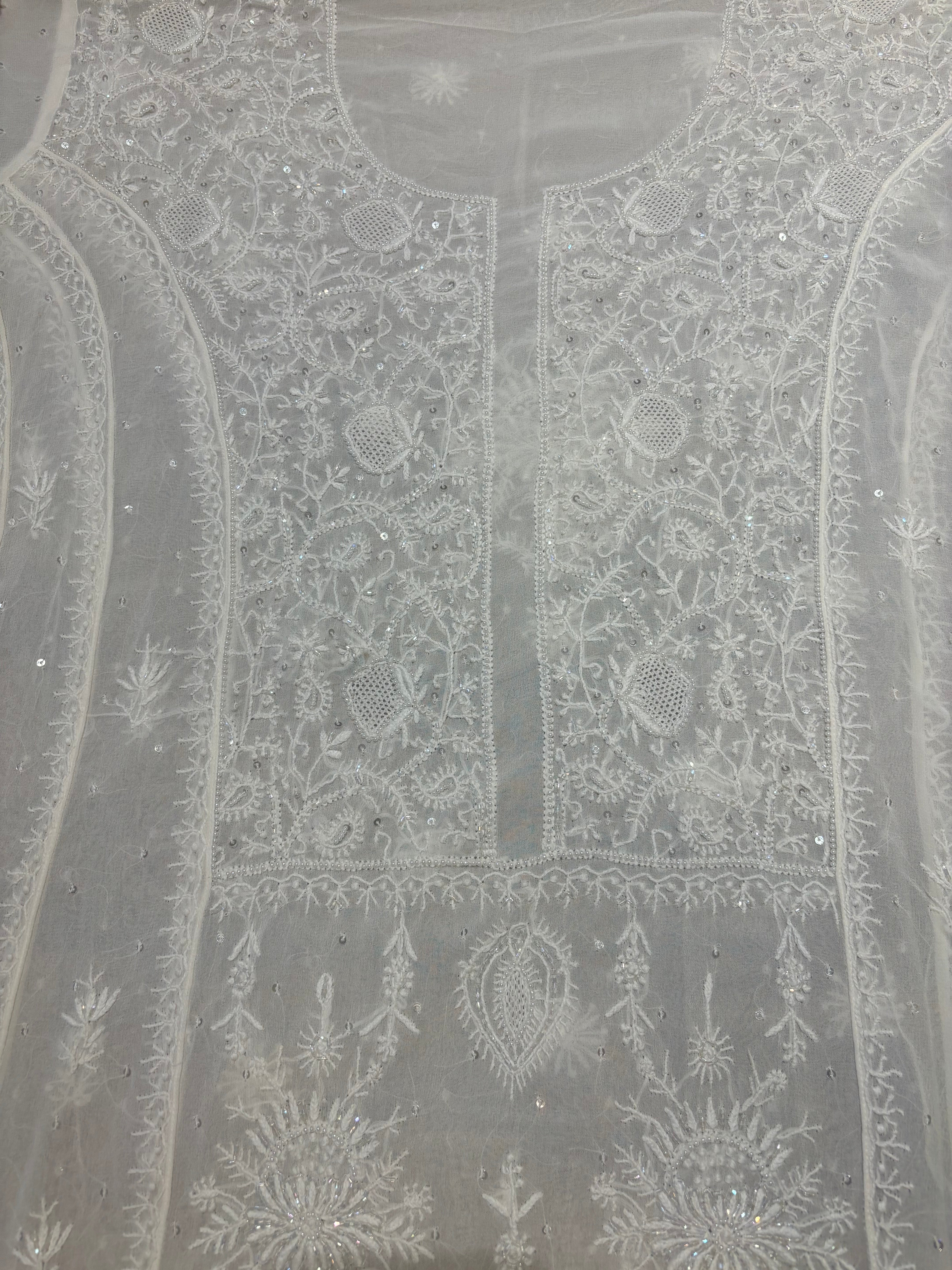 Dyeable Pure Georgette Chikankari Anarkali and Dupatta