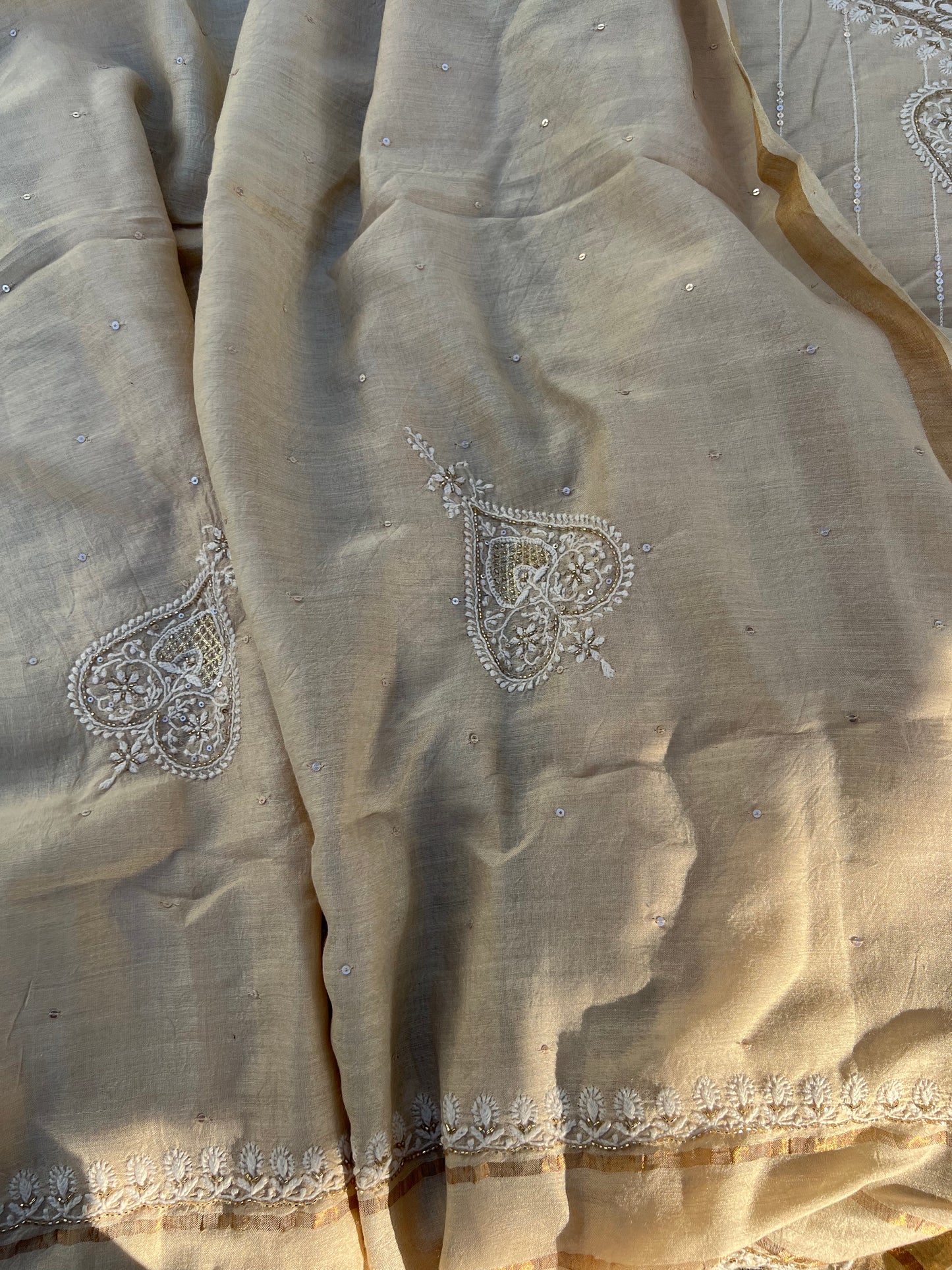 Dyeable Natural Silk Chikankari Kurta and Dupatta Fabric