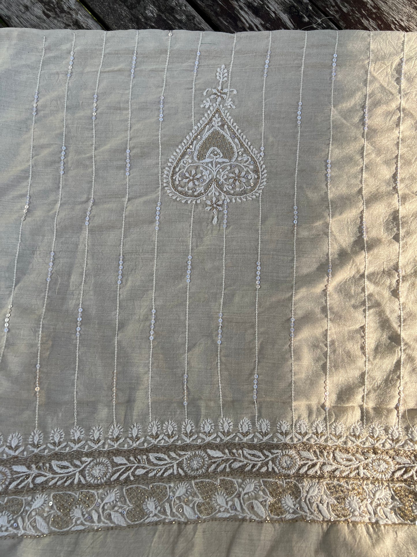 Dyeable Natural Silk Chikankari Kurta and Dupatta Fabric