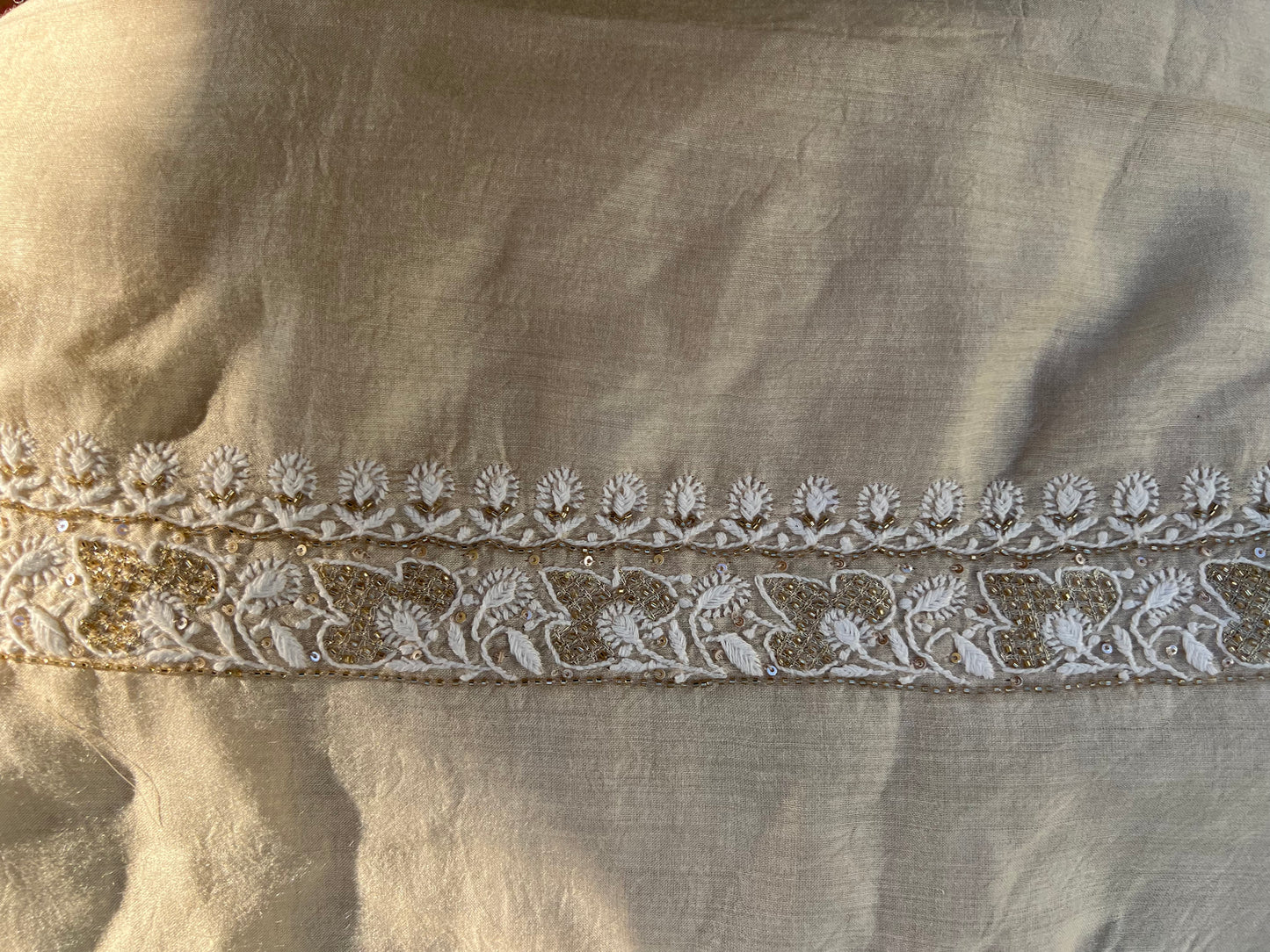 Dyeable Natural Silk Chikankari Kurta and Dupatta Fabric