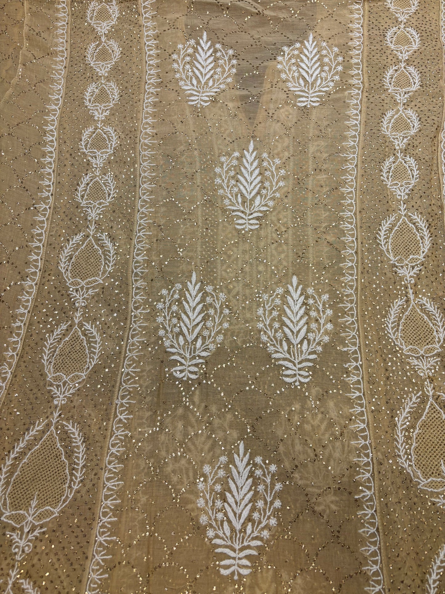 Peanut Brown Chanderi Mul Chikankari Anarkali and Dupatta