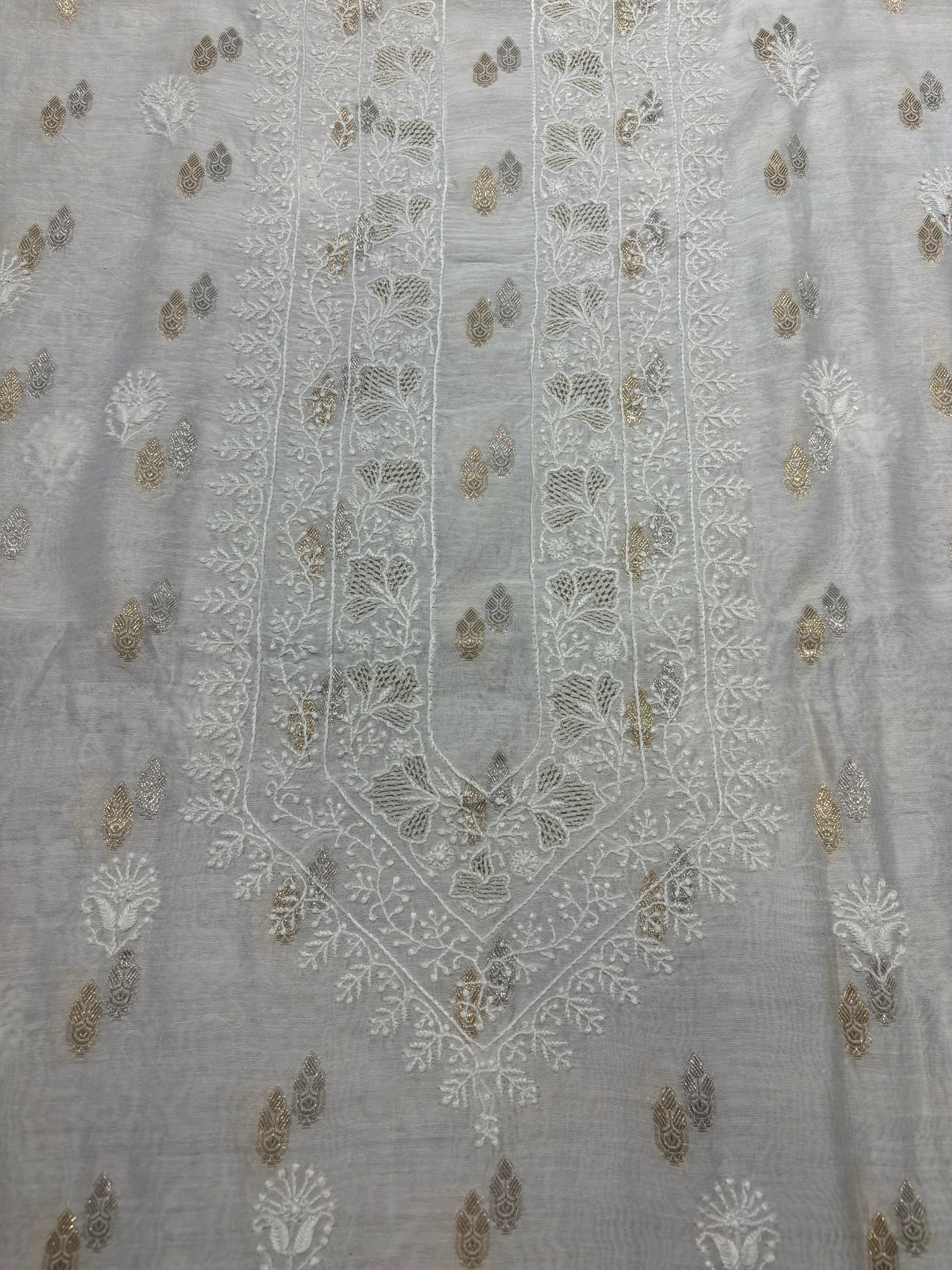 Dyeable Chanderi Banarsi Chikankari Men's Kurta Fabric