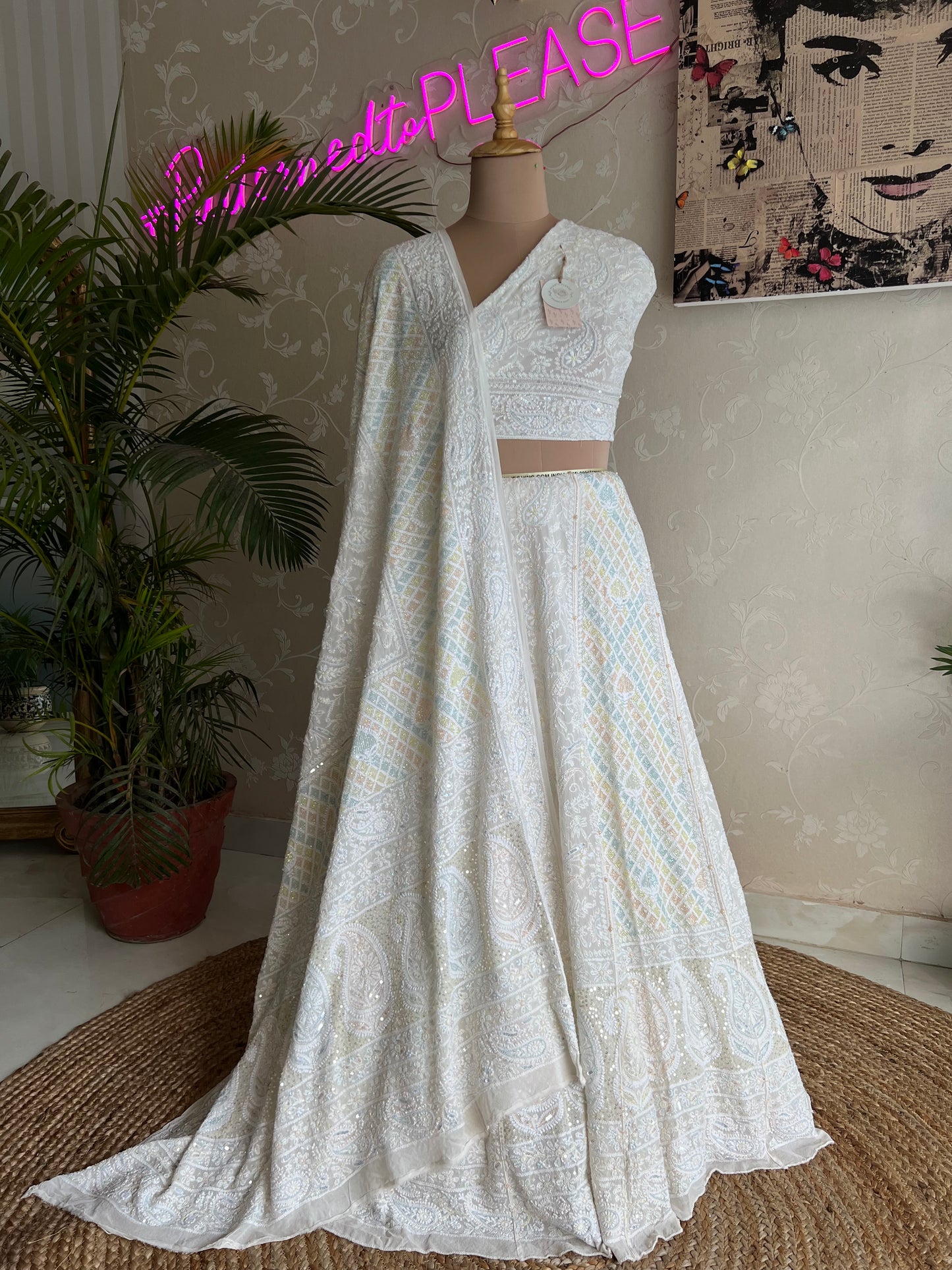 Pure Georgette Chikankari Lehanga Set