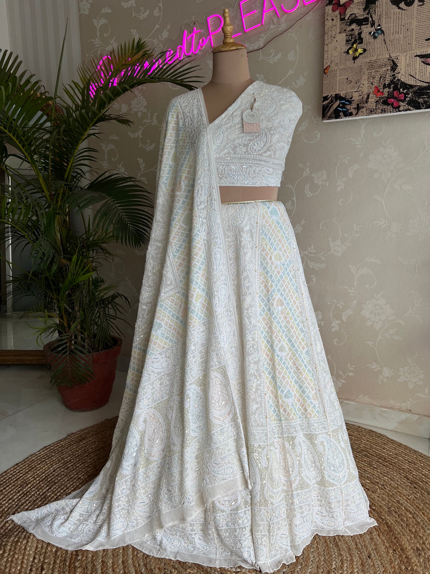 Pure Georgette Chikankari Lehanga Set