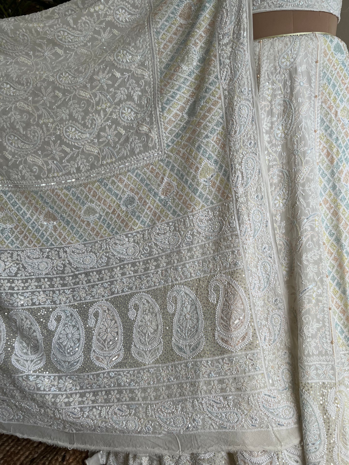 Pure Georgette Chikankari Lehanga Set