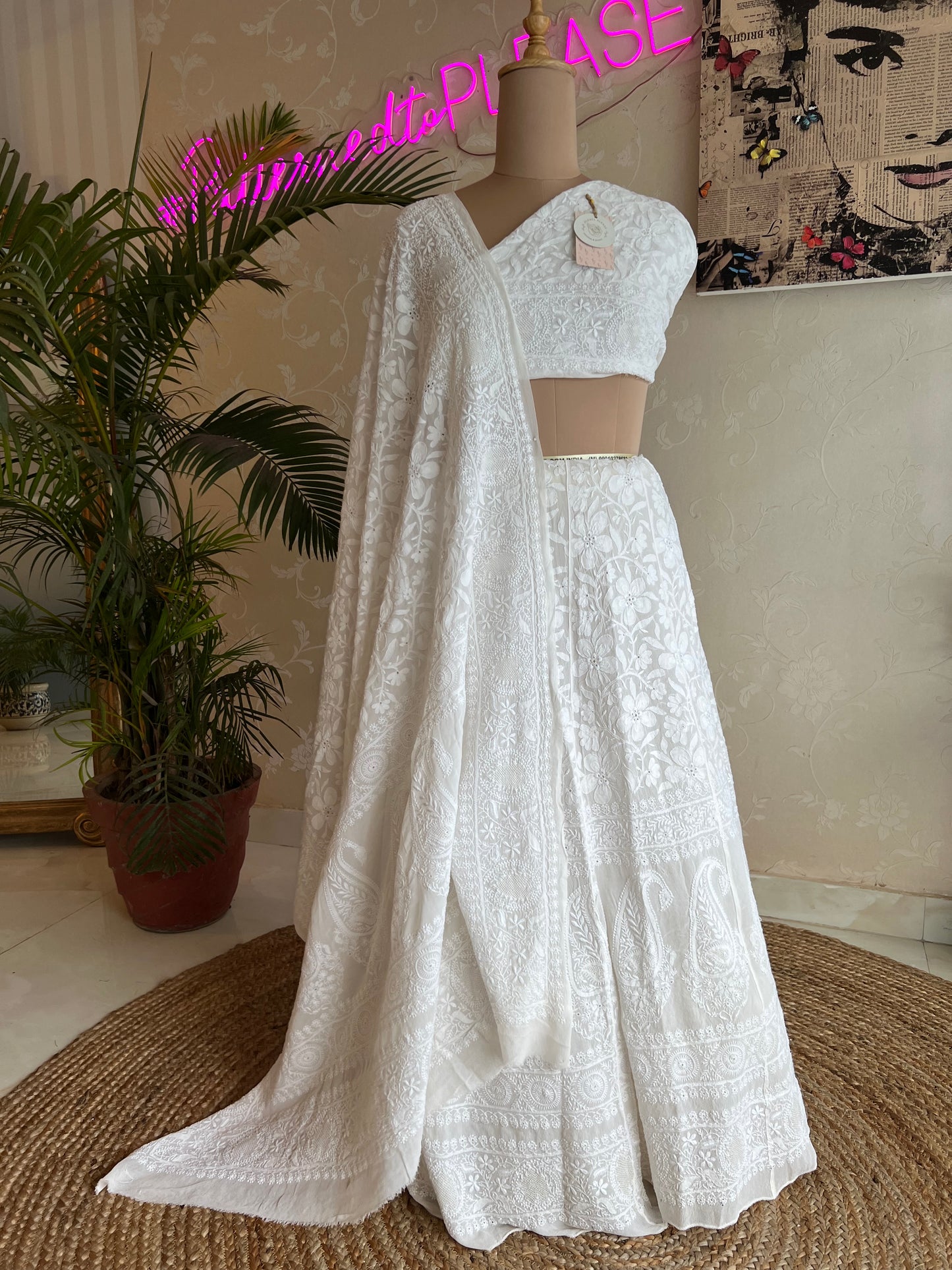 Ivory Chikankari Lehenga Set