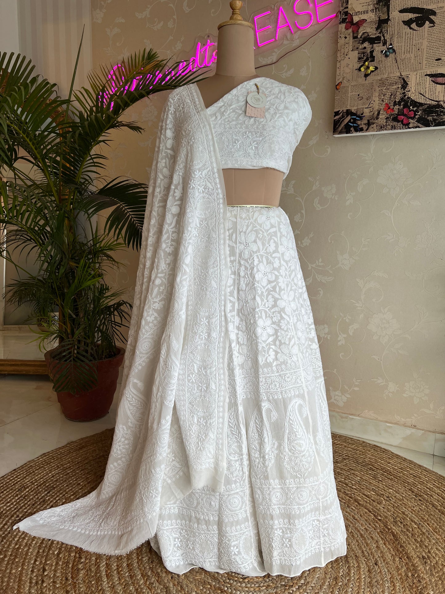 Ivory Chikankari Lehenga Set