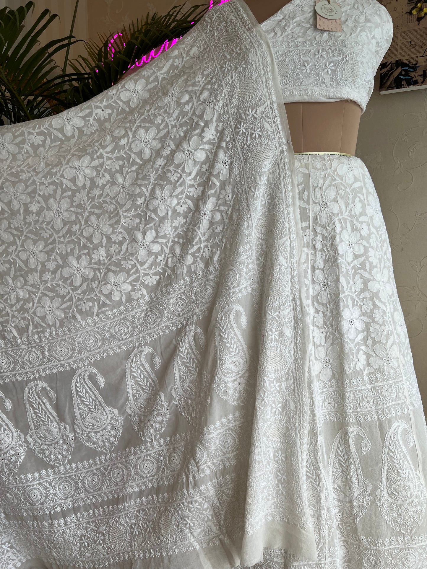 Ivory Chikankari Lehenga Set