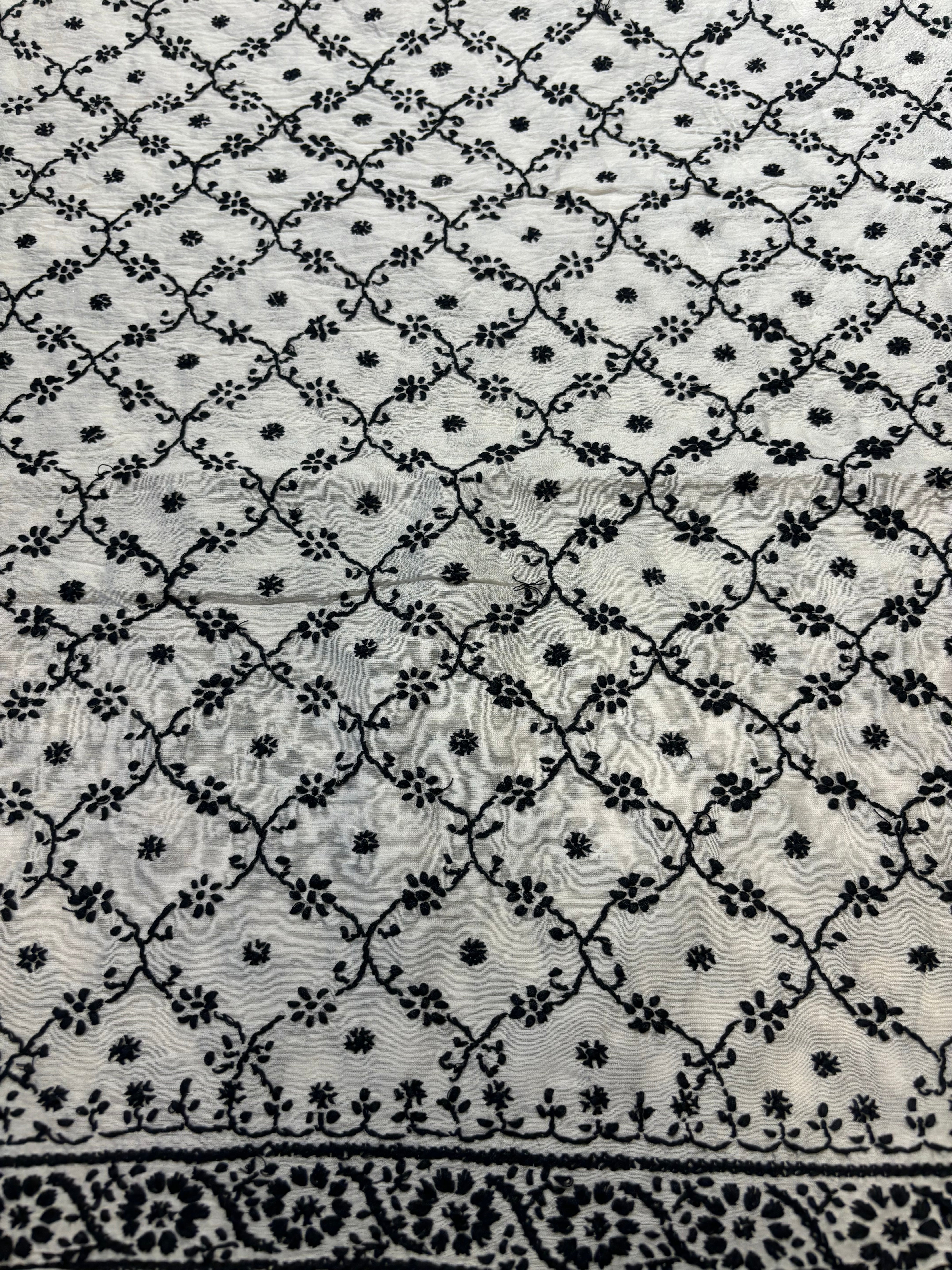 Dyeable Chanderi Silk Chikankari Men's Kurta Fabric