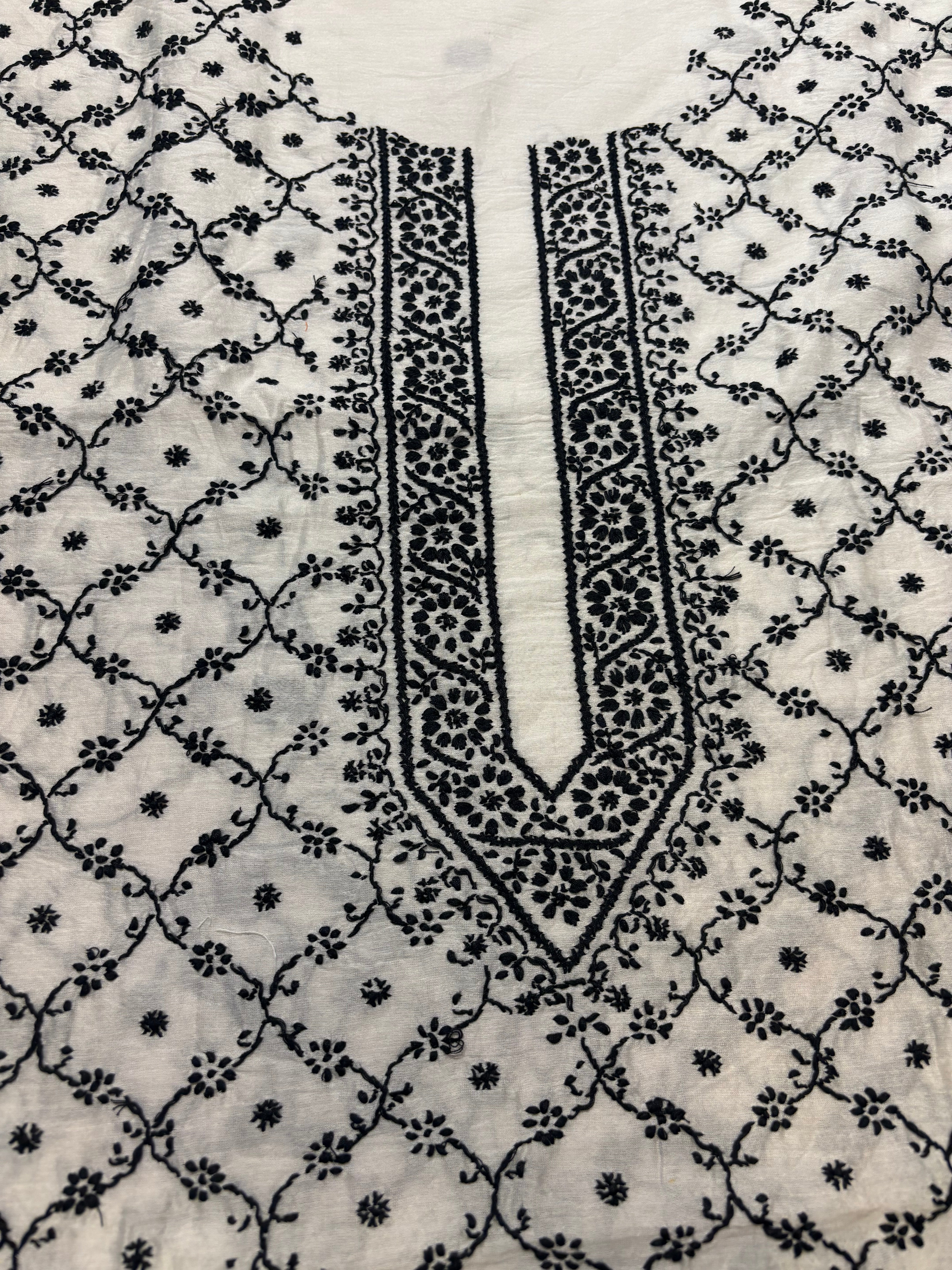 Dyeable Chanderi Silk Chikankari Men's Kurta Fabric