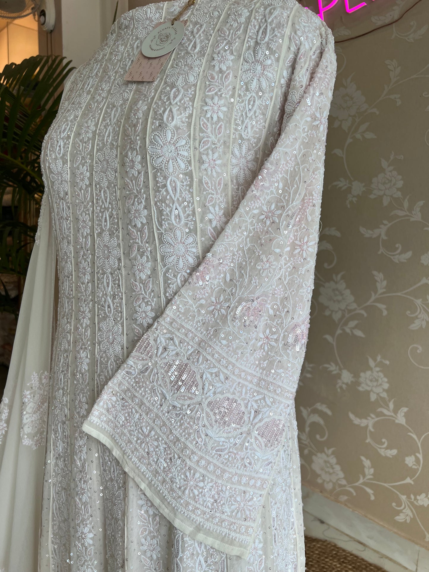 Pure Georgette Chikankari Anarkali  Kurta & Dupatta