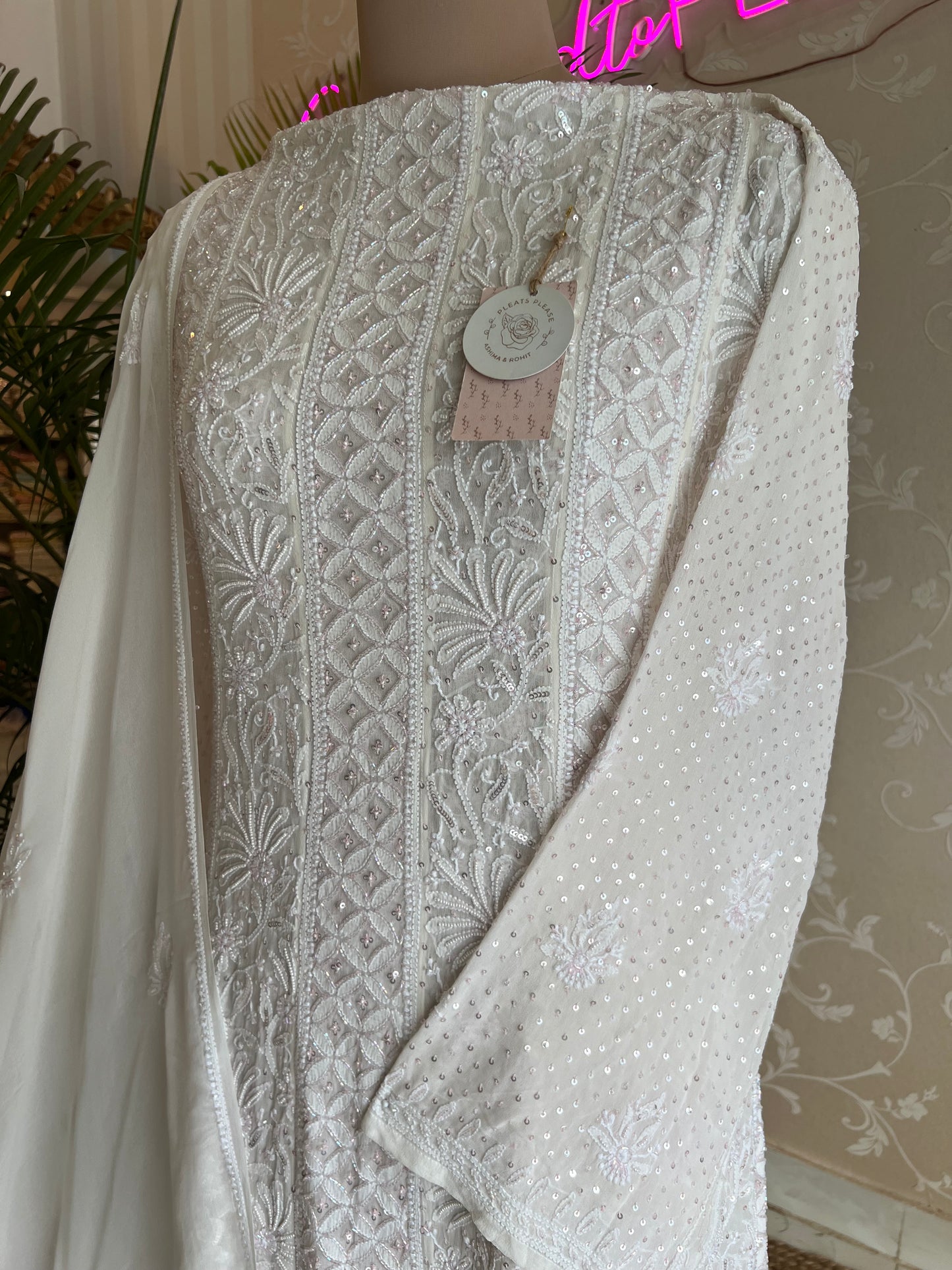 Georgette Chikankari Anarkali Kurta & Dupatta