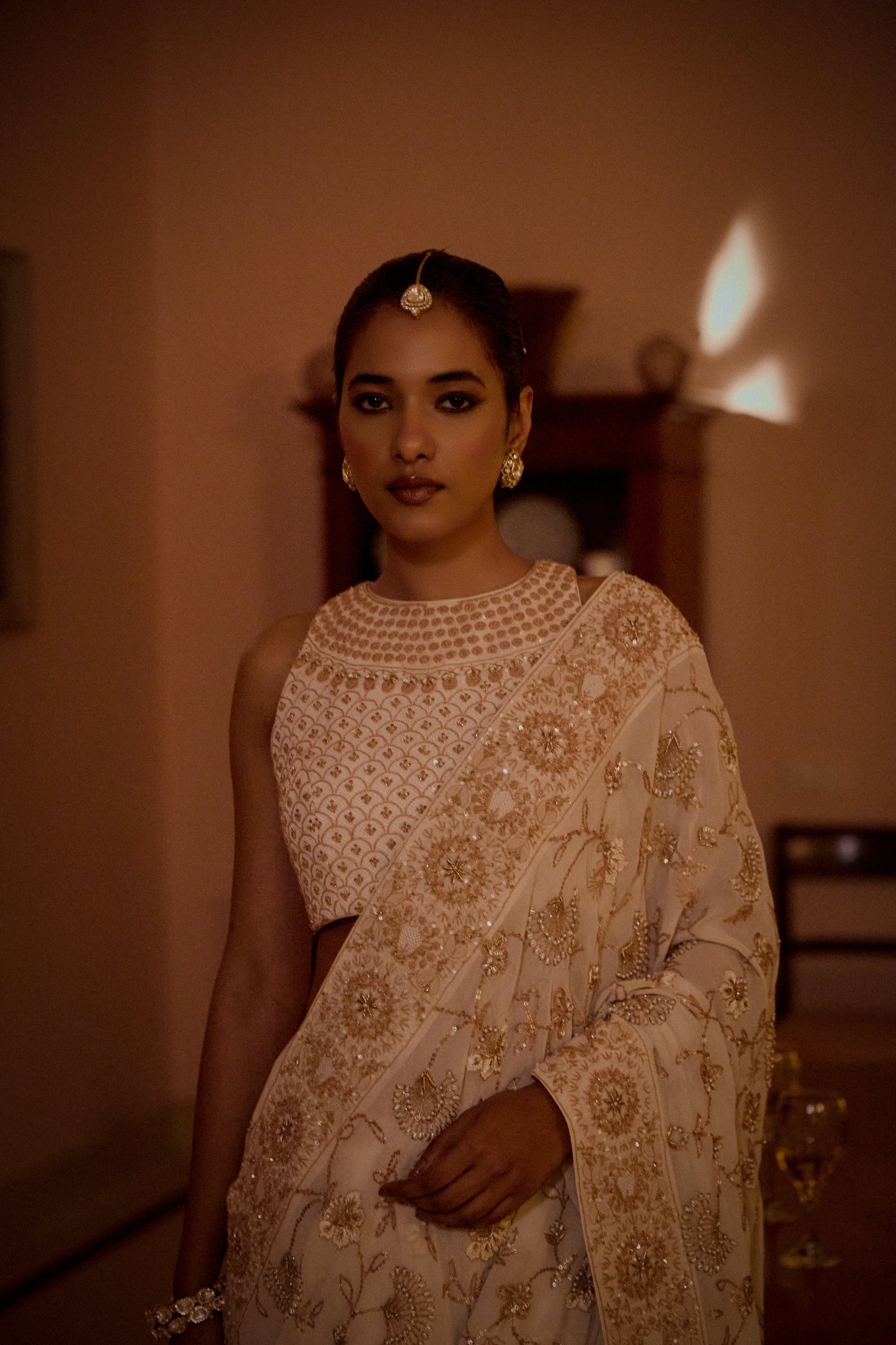 Ivory Pure & Premium Georgette Chikankari Saree