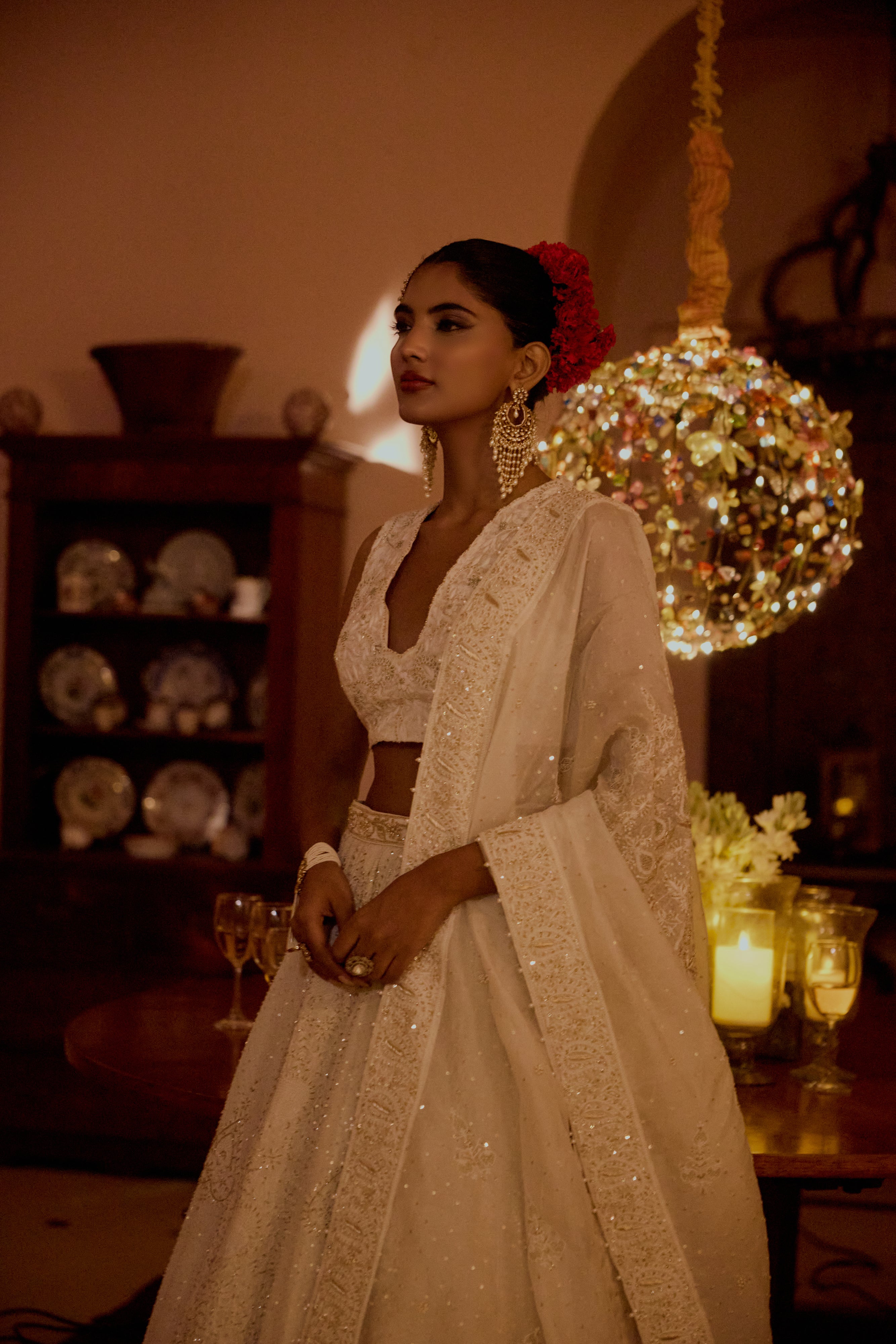 Off White Pure & Premium Georgette Chikankari Lehenga