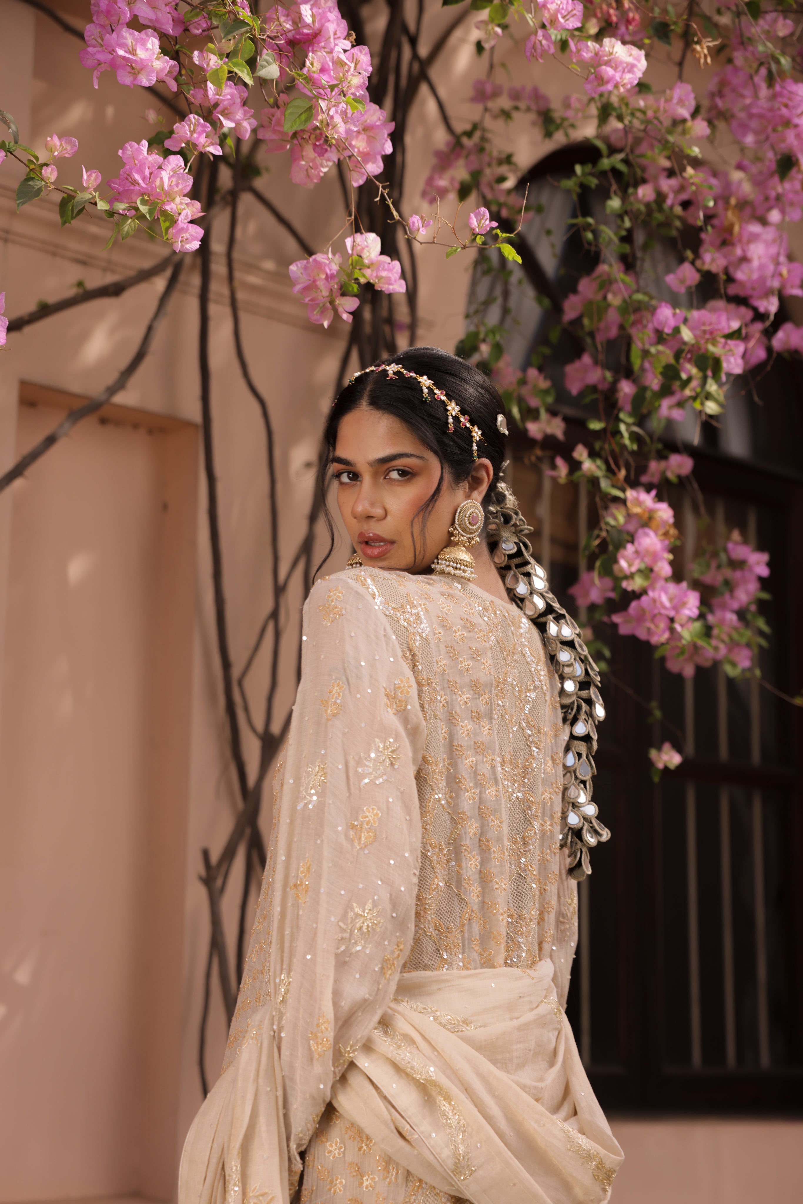 Dyeable Gold Tissue Chikankari Anarkali and Dupatta - Pleats PleaseChikankari