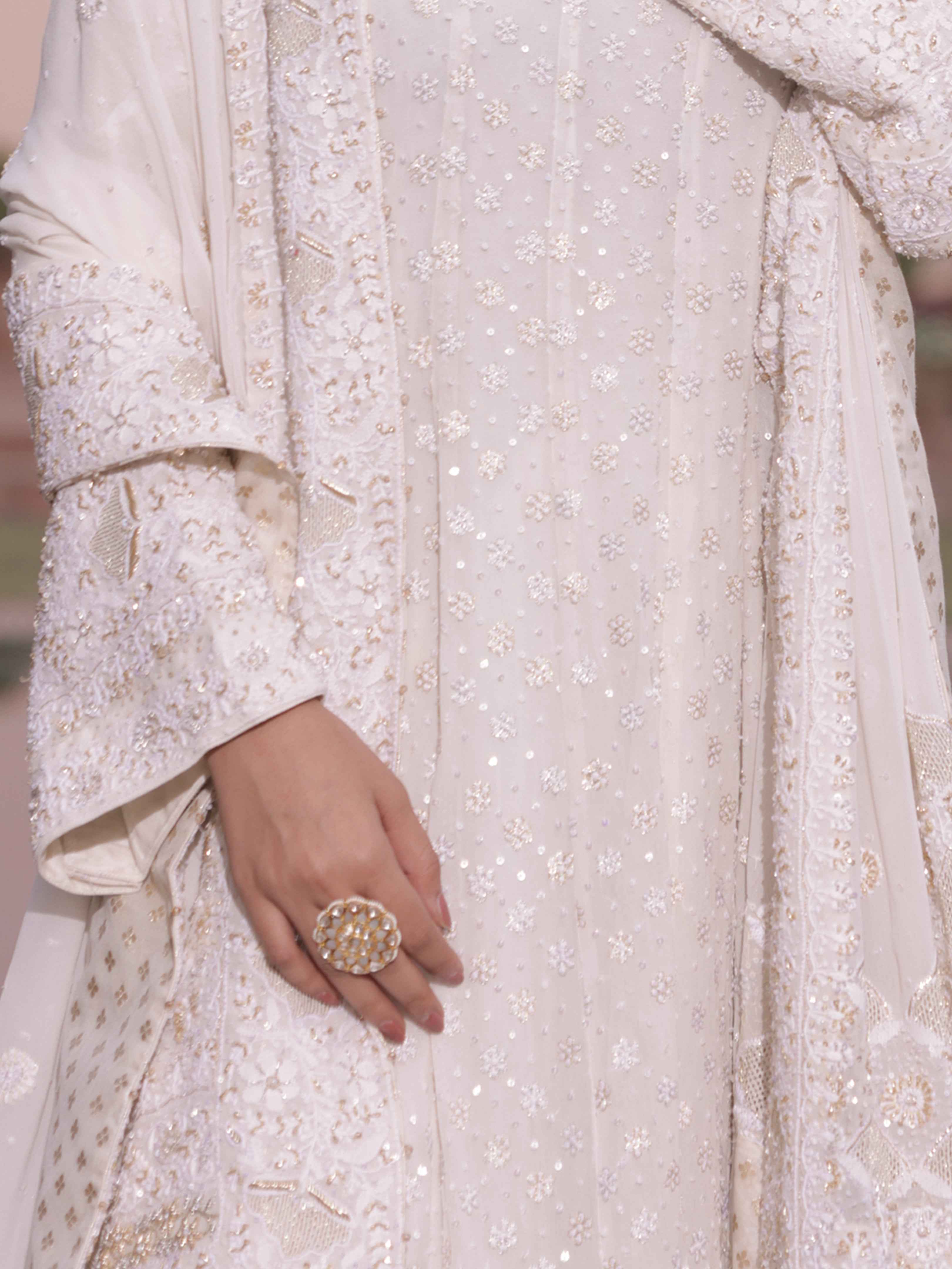 Dyeable Ivory Pure & Premium Georgette Chikankari Anarkali & Dupatta