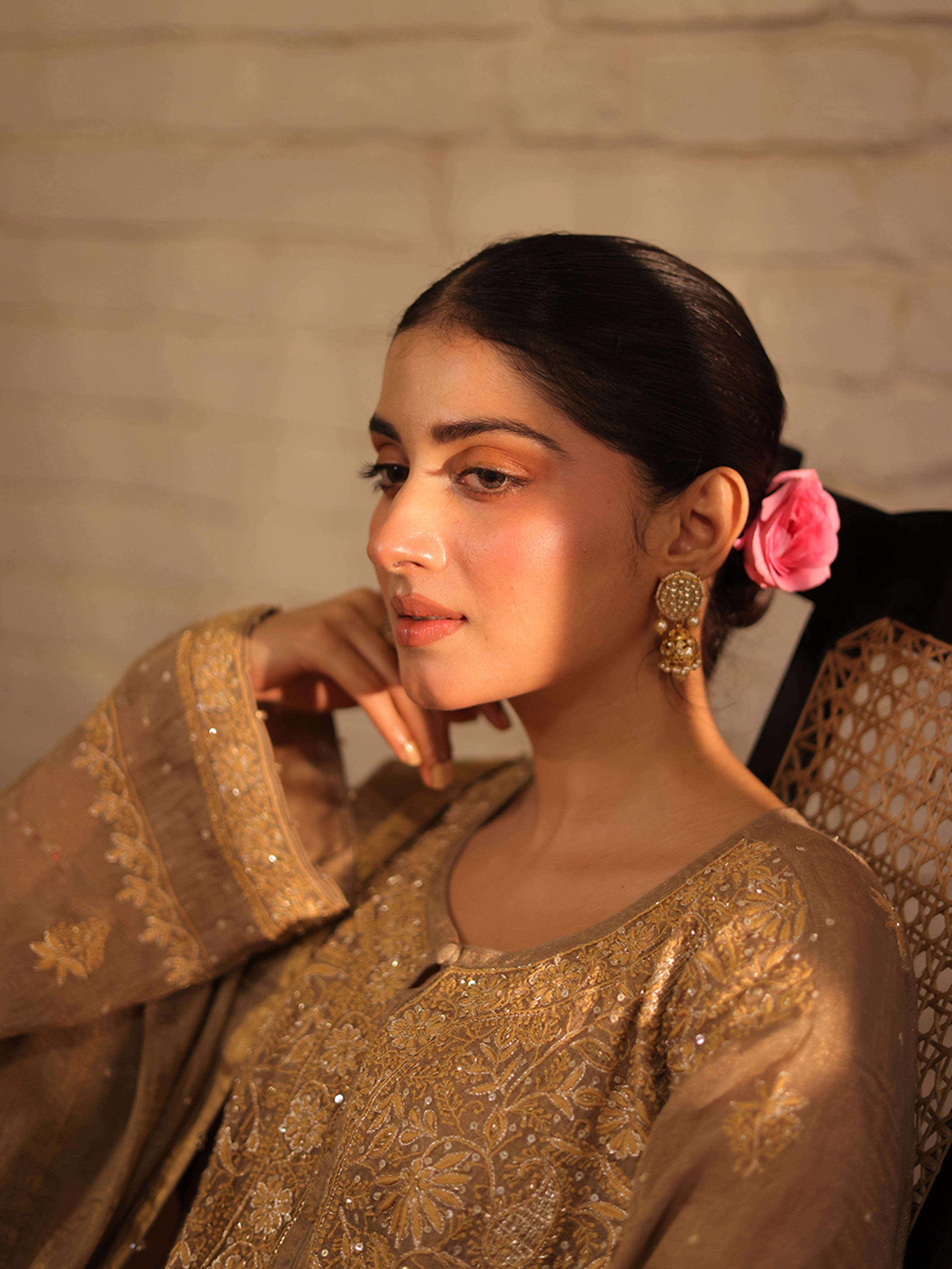 Handcrafted Pure & Premium Sand Drift Tissue Chikankari Kurta and Duppatta Set