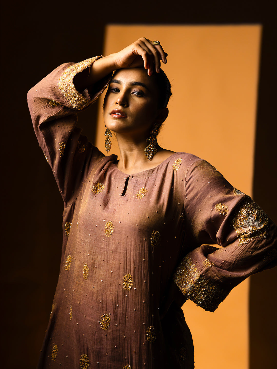 Garnet Pure & Premium Tissue Chikankari Kurta Set