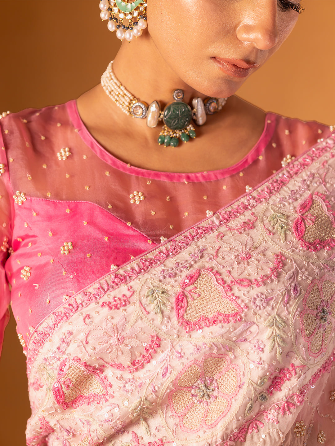 Baby Pin Pure & Premium Organza Silk Chikankari Saree
