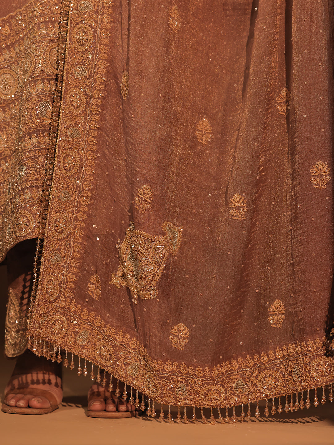 Garnet Pure & Premium Tissue Chikankari Kurta Set