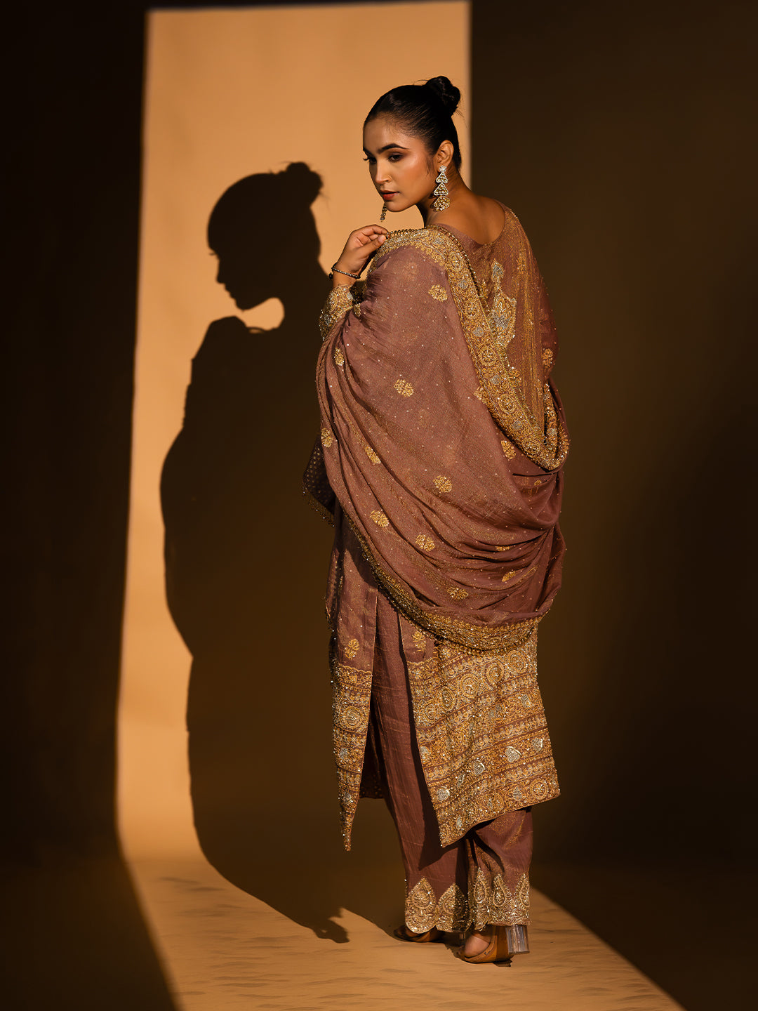Garnet Pure & Premium Tissue Chikankari Kurta Set