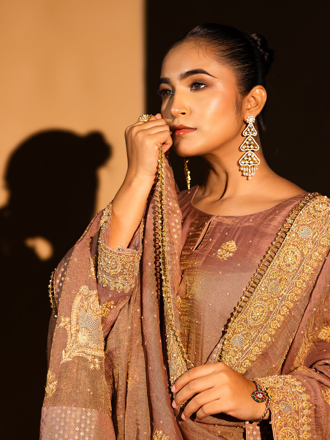 Garnet Pure & Premium Tissue Chikankari Kurta Set