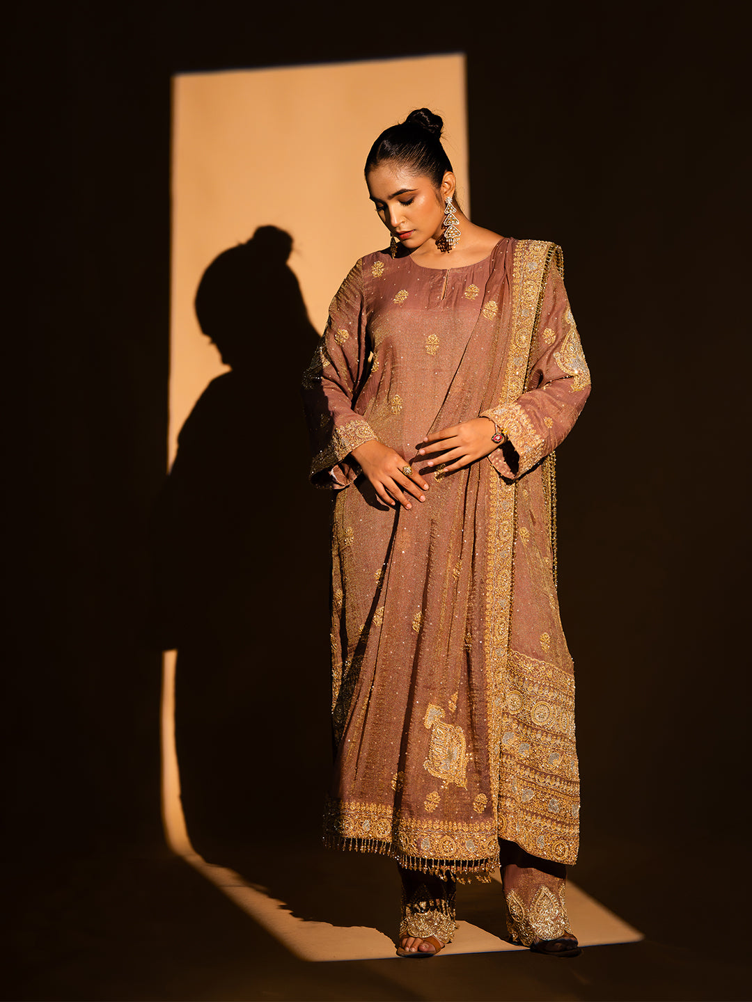 Garnet Pure & Premium Tissue Chikankari Kurta Set
