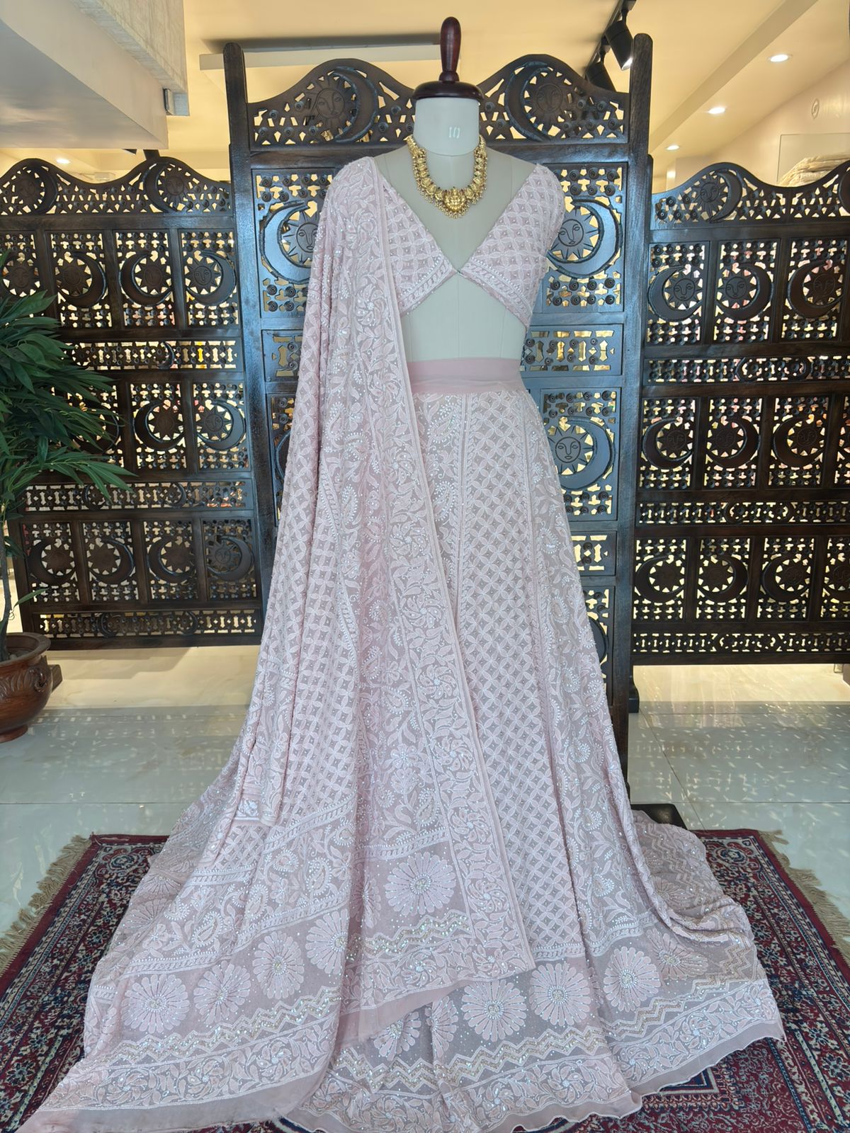 Dusty Rose Pure & Premium Georgette Lehenga Set
