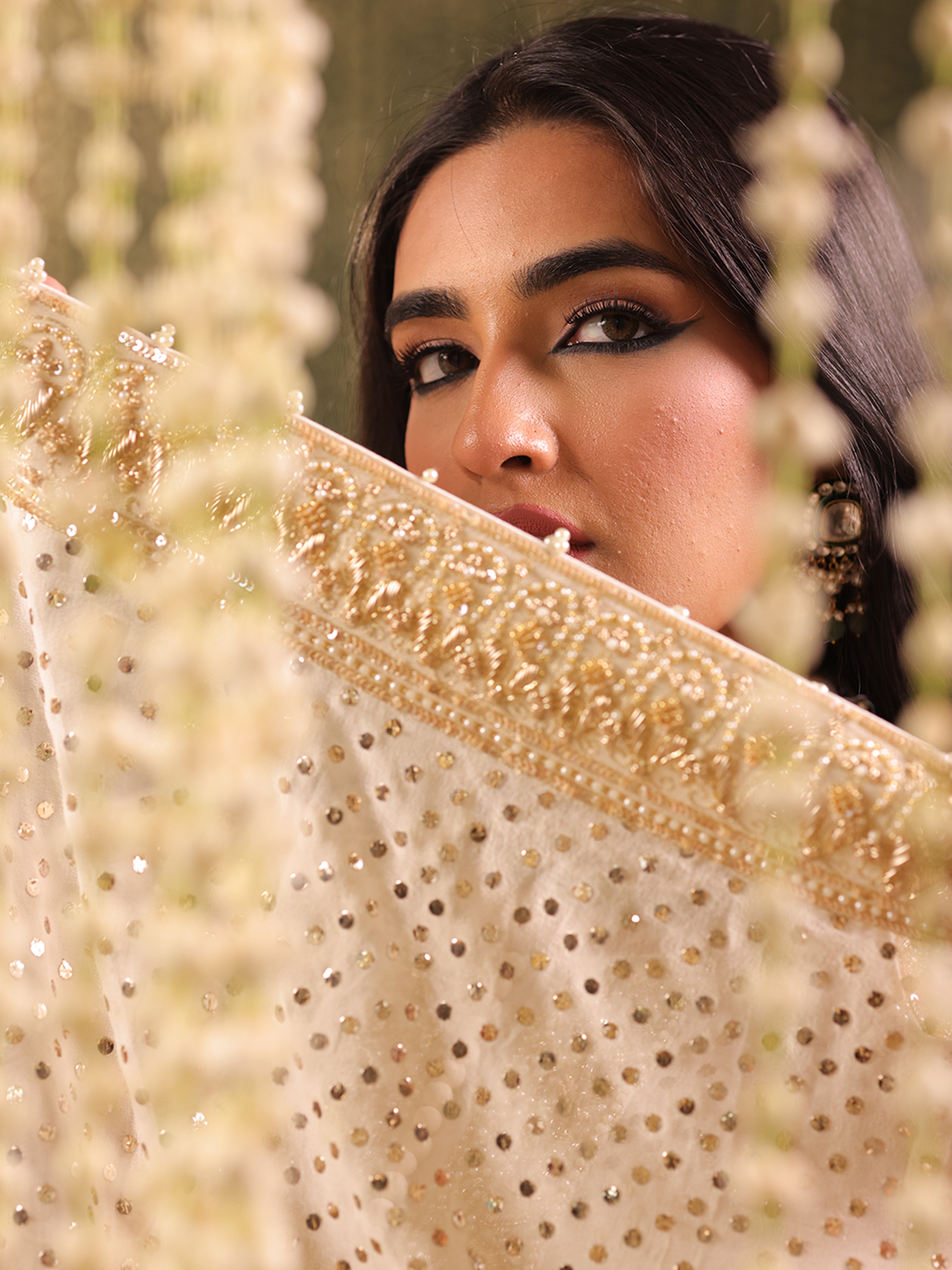 Ivory Pure and Premium Georgette A line Kurta, Dupatta &Sharara