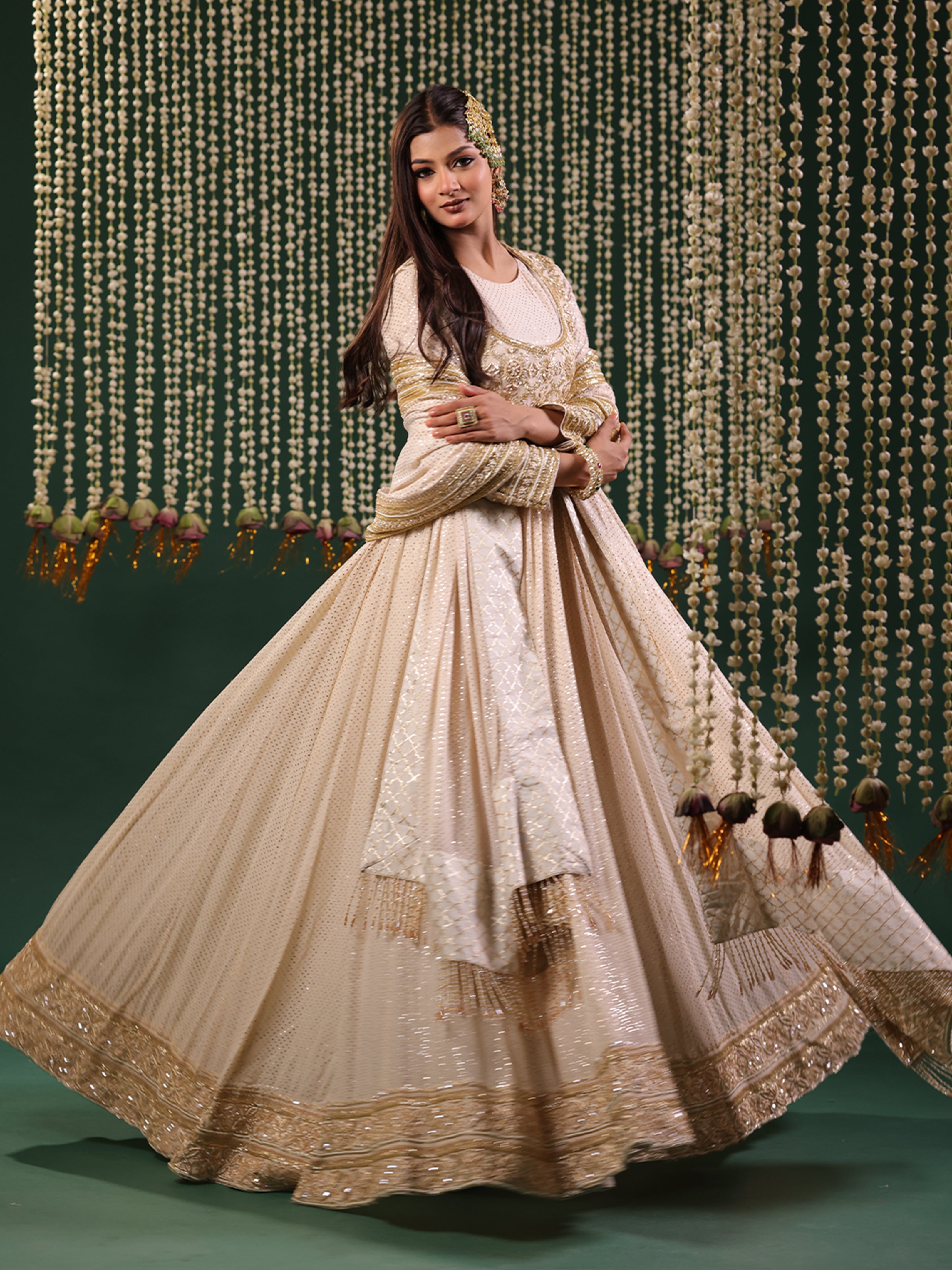 Ivory Pure and Premium Georgette Anarkali and Dupatta