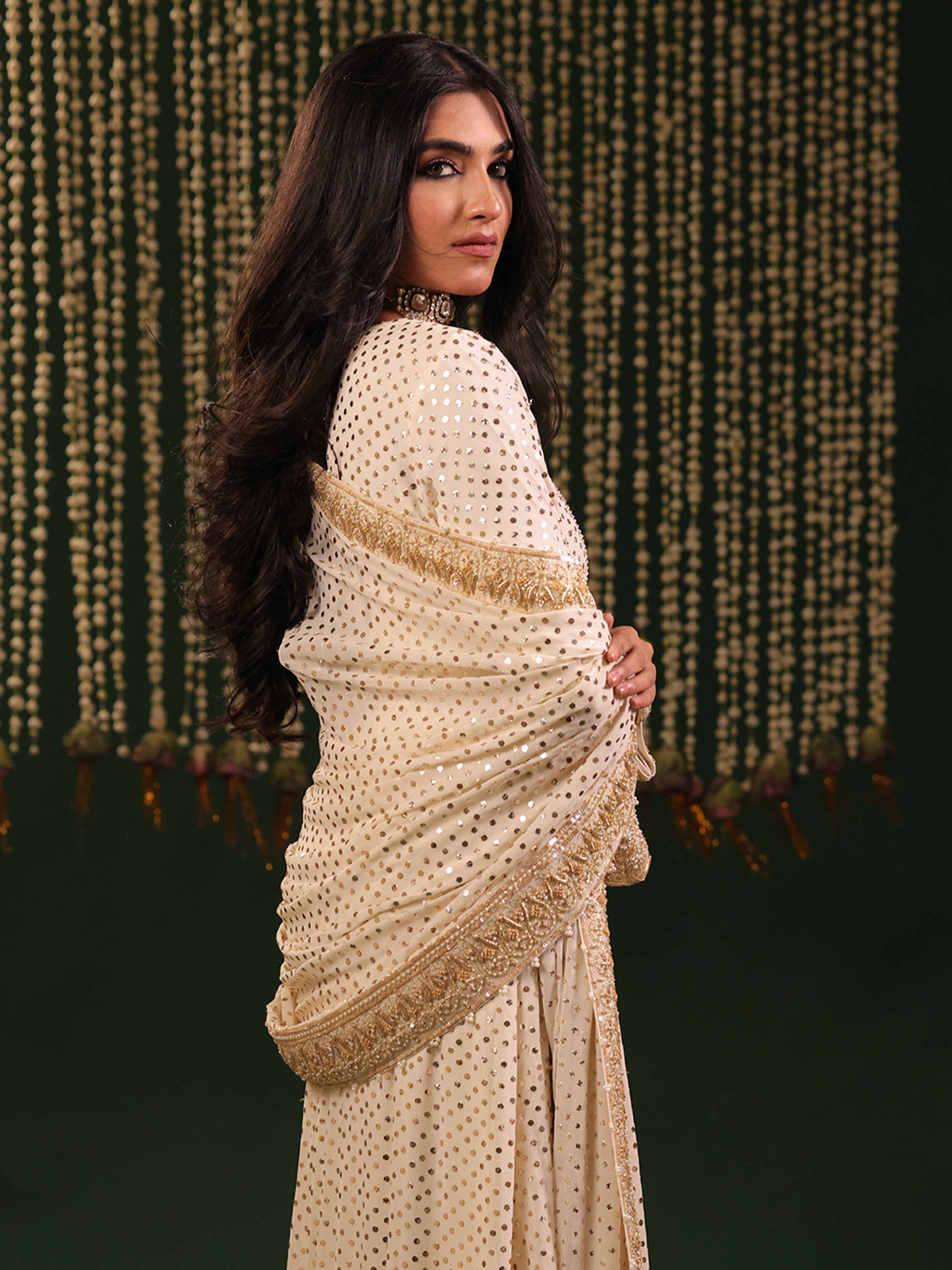 Ivory Pure and Premium Georgette A line Kurta and Dupatta