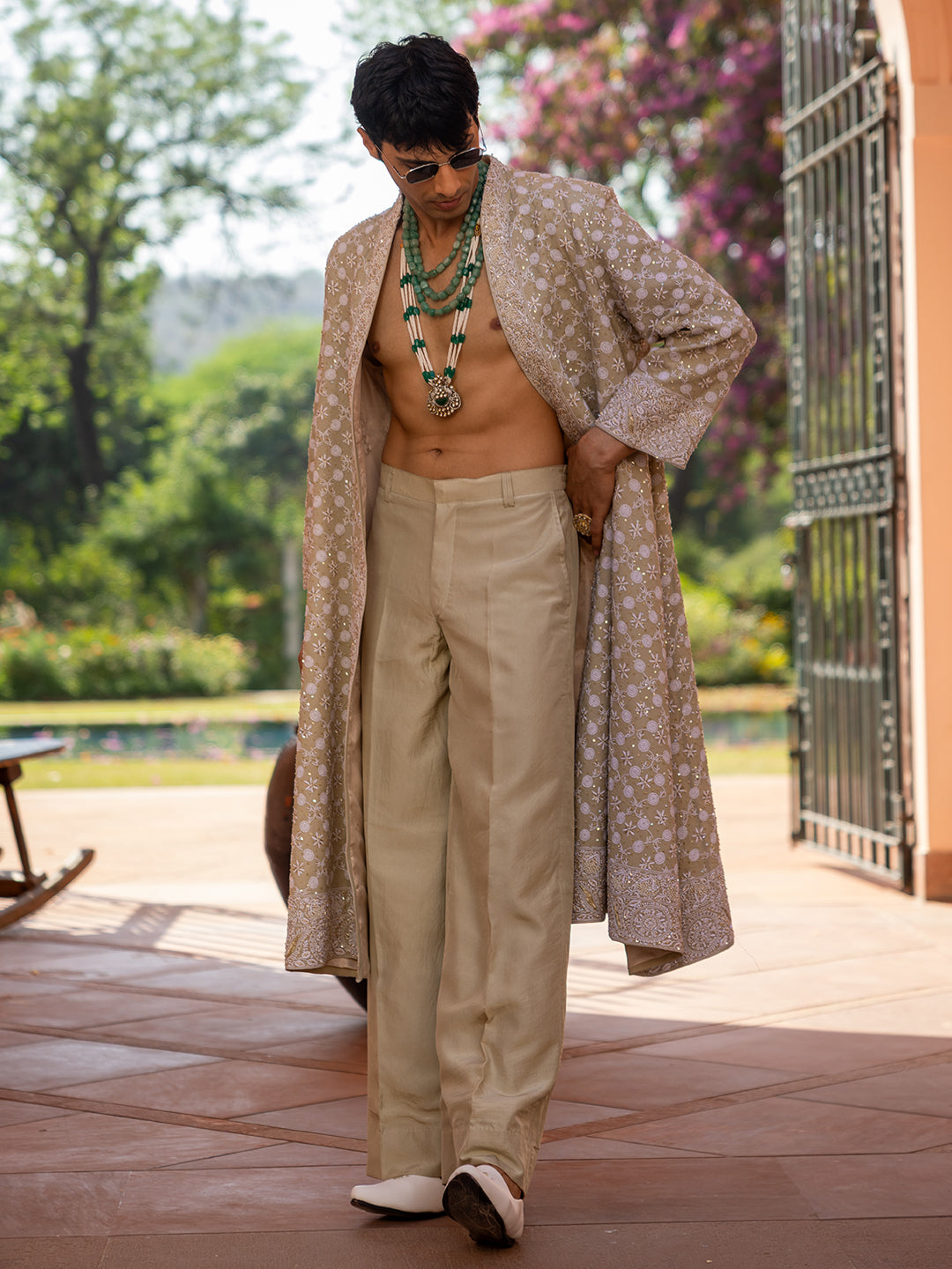 Muted Ochre Front Open Unisex  Pure and Premium Georgette Anarkali
