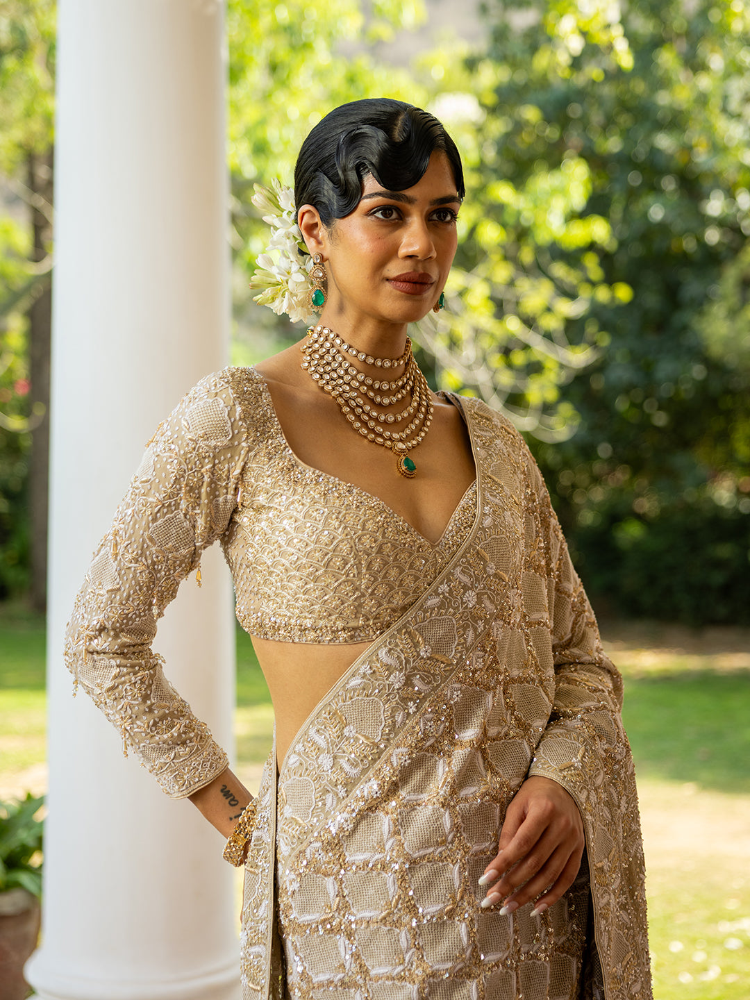 Earthy Green Pure & Premium Georgette Chikankari Saree