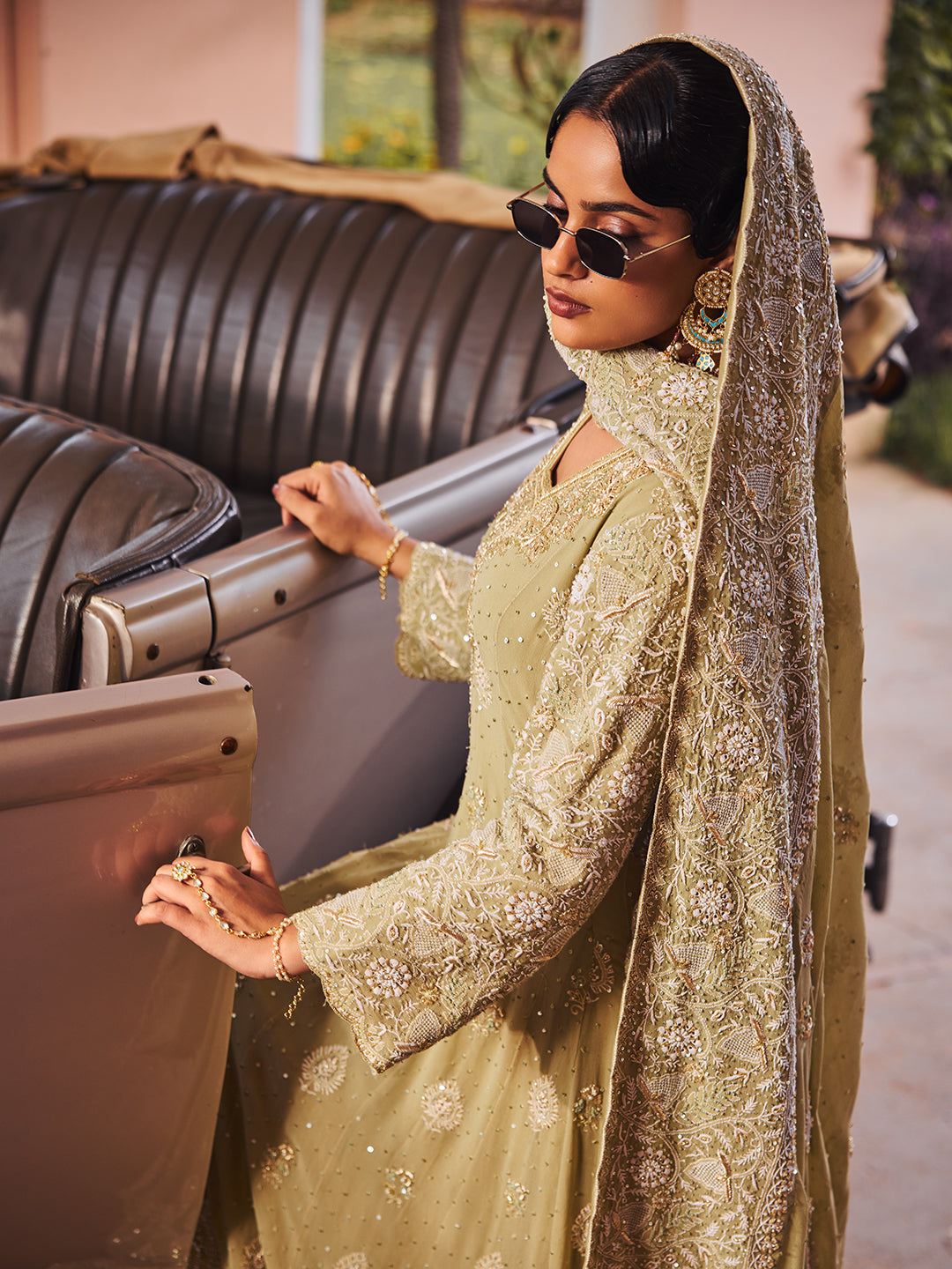 Muted Ochre Pure & Premium Georgette Chikankari Anarkali & Dupatta