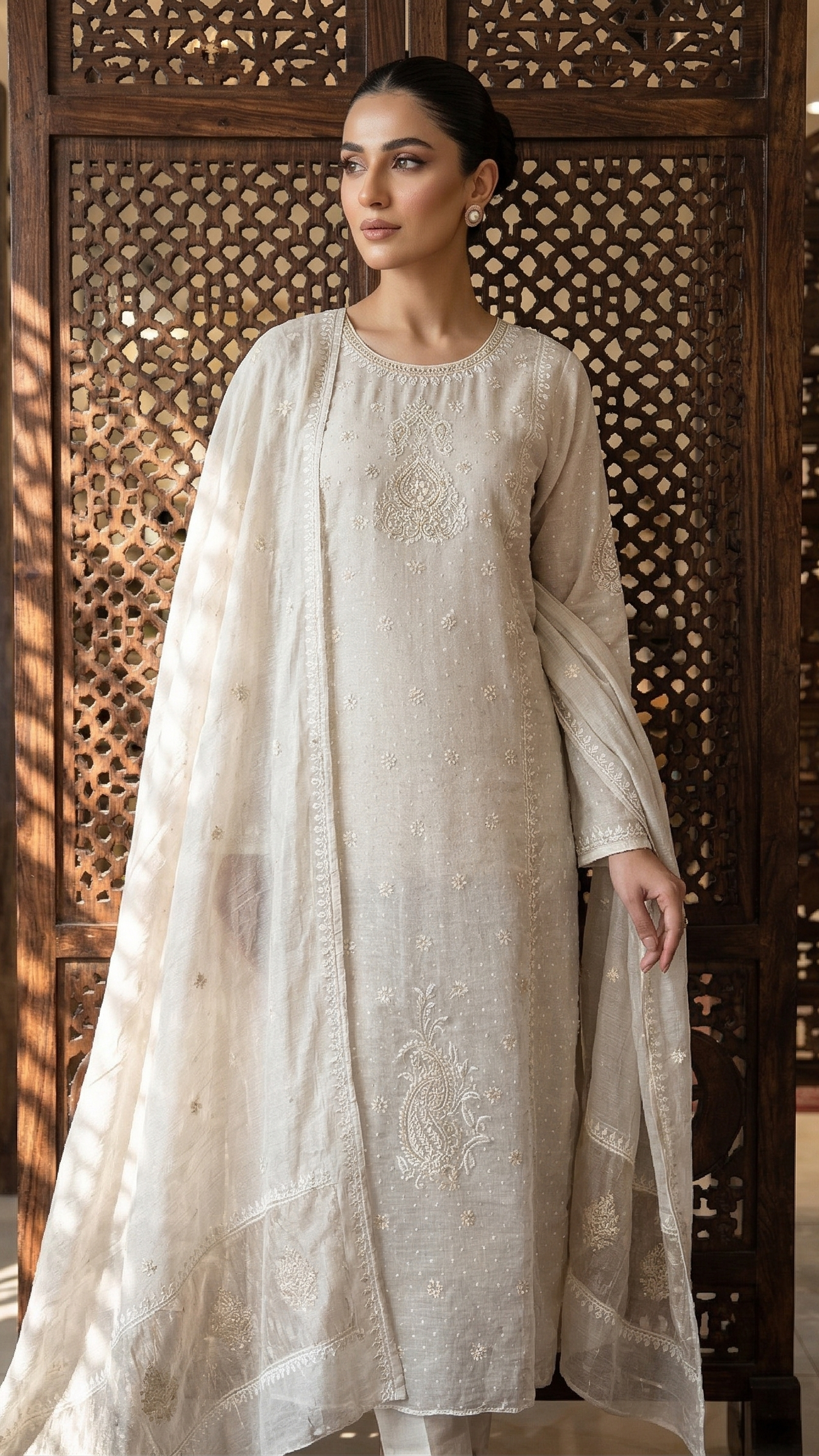  tissue a line chikankari  anarkali 